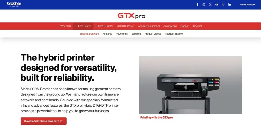 brother gtx pro homepage