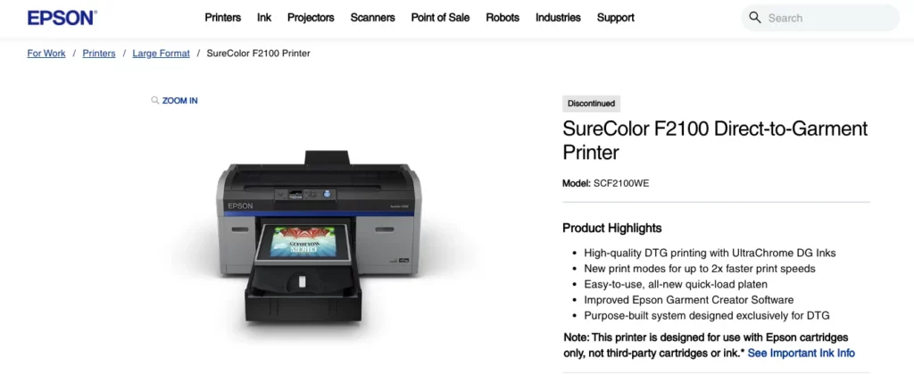 epson surecolor f2100 homepage