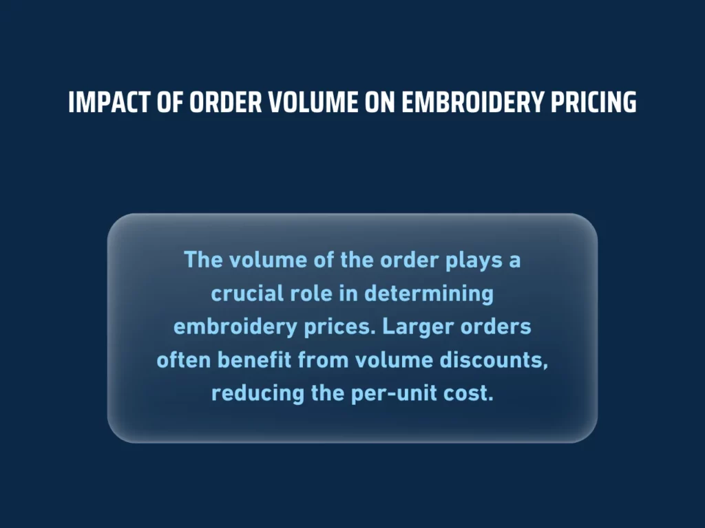 impact of order volume in embroidery pricing homepage